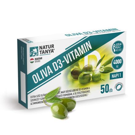 Natur Tanya® OLIVA D3-vitamin - 4000 NE Quali®-D aktív D3-vitamin természetes extra szűz olívaolajban oldva. 50 db